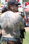 man's full back tattoo